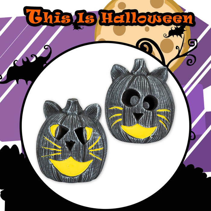 Halloween LED Pumpkin Cats Triangle Eye-Round Eye | 2 Pack