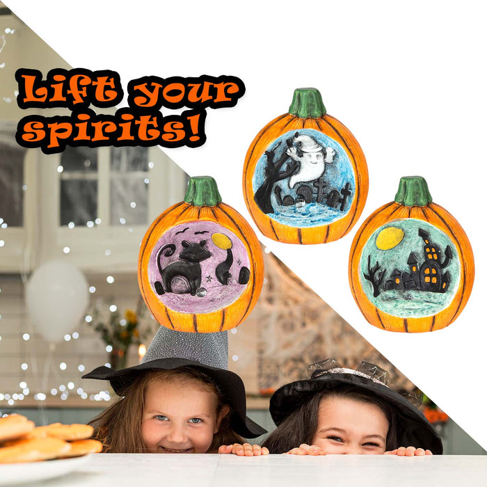 Halloween LED Pumpkin Scenes | Decoration | Cat-Ghost-House | 3 Pack