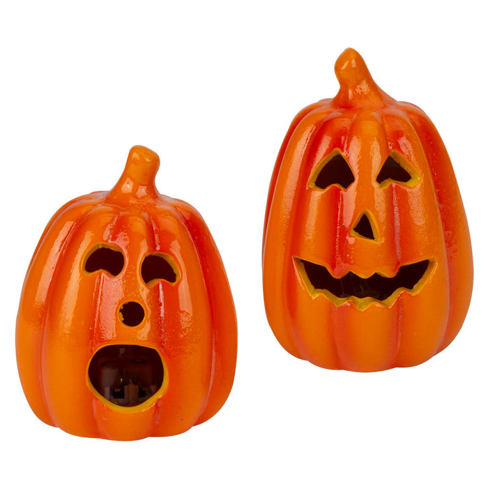 Halloween LED Pumpkin Decorations Open Mouth-Grin Mouth | 2 Pack