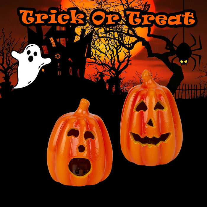 Halloween LED Pumpkin Decorations Open Mouth-Grin Mouth | 2 Pack