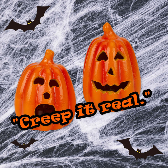 Halloween LED Pumpkin Decorations Open Mouth-Grin Mouth | 2 Pack