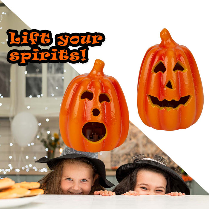 Halloween LED Pumpkin Decorations Open Mouth-Grin Mouth | 2 Pack