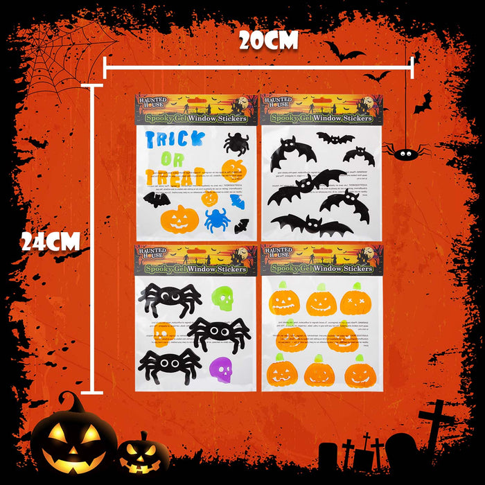Halloween Gel Window Stickers Spooky Character Theme | 4 Pack
