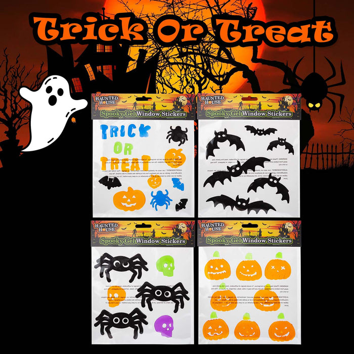 Halloween Gel Window Stickers Spooky Character Theme | 4 Pack