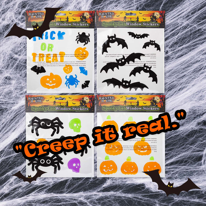 Halloween Gel Window Stickers Spooky Character Theme | 4 Pack