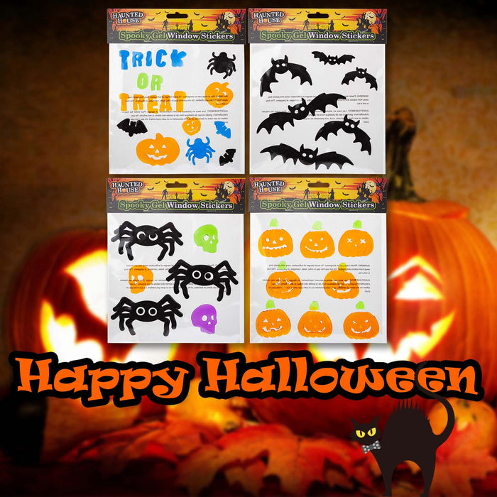 Halloween Gel Window Stickers Spooky Character Theme | 4 Pack