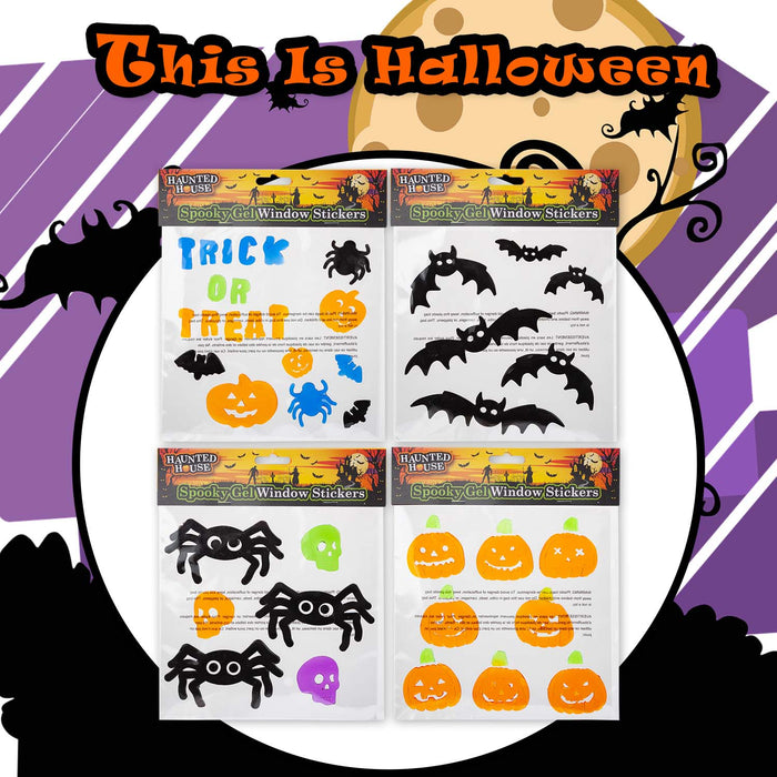 Halloween Gel Window Stickers Spooky Character Theme | 4 Pack
