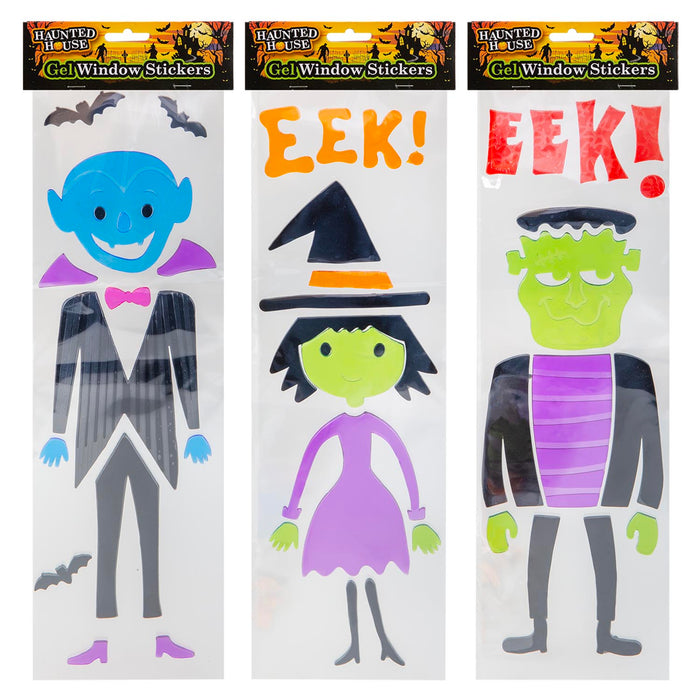 Halloween Gel Window Stickers Vampire-Monster-Witch | 3 Pack