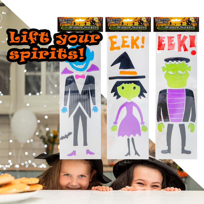 Halloween Gel Window Stickers Vampire-Monster-Witch | 3 Pack