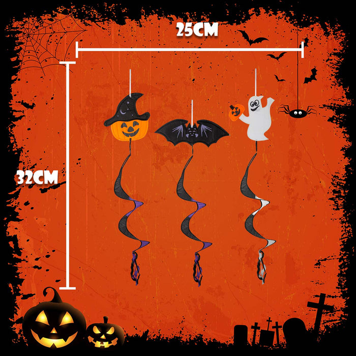Halloween Windspinners | Party Decoration | Ghost Pumpkin Bat | 3 Pack