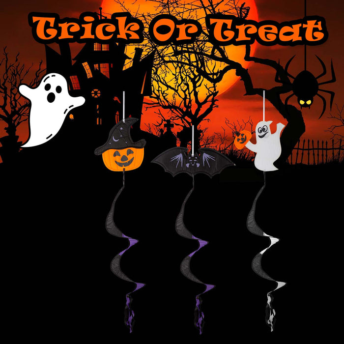 Halloween Windspinners | Party Decoration | Ghost Pumpkin Bat | 3 Pack