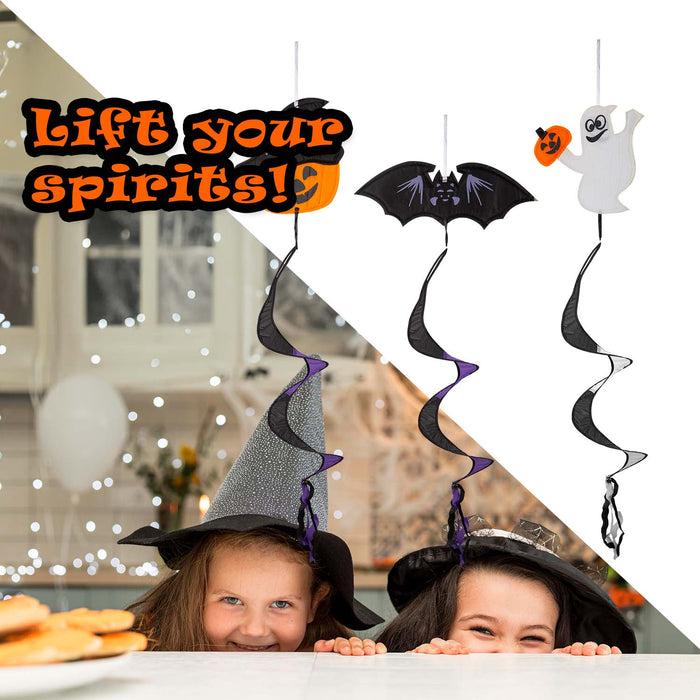 Halloween Windspinners | Party Decoration | Ghost Pumpkin Bat | 3 Pack