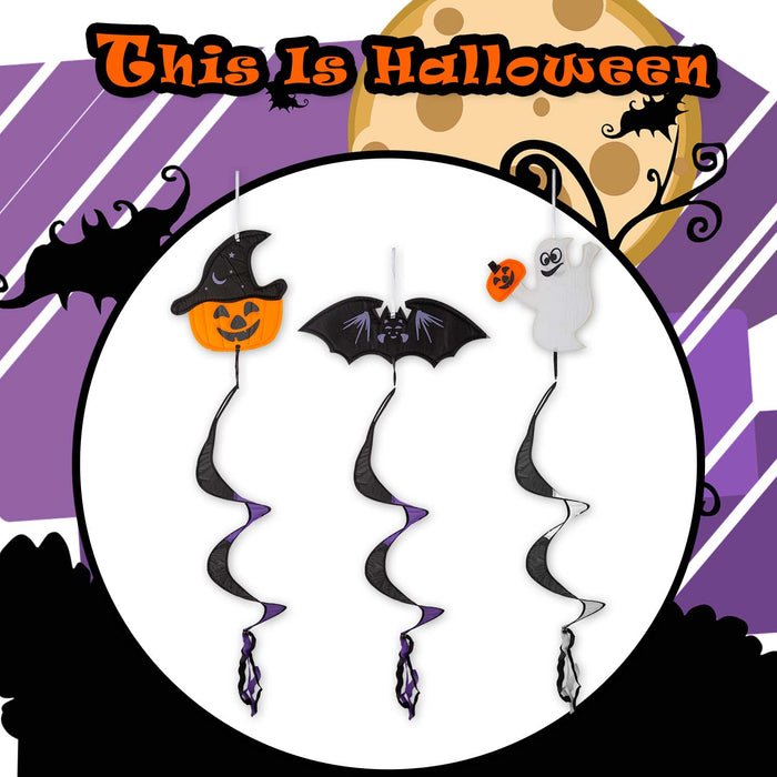 Halloween Windspinners | Party Decoration | Ghost Pumpkin Bat | 3 Pack