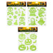 Halloween Glow In Dark Gel Stickers Ghosts-Bones-Pumpkins 3 Pack