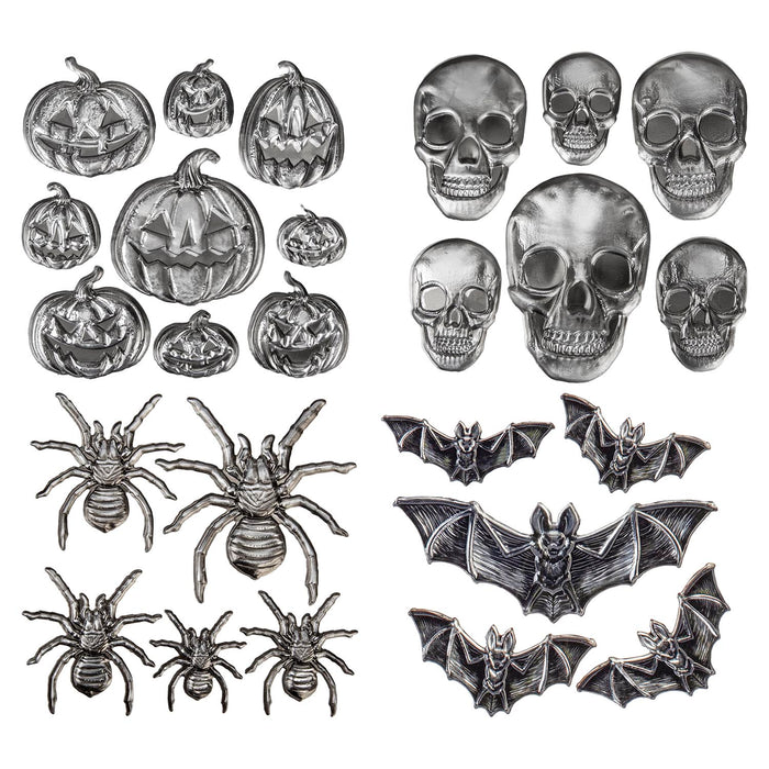 Halloween Wall Stickers Spiders-Bat-Skulls-Pumpkin | 4 Pack