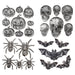 Halloween Wall Stickers Spiders-Bat-Skulls-Pumpkin | 4 Pack