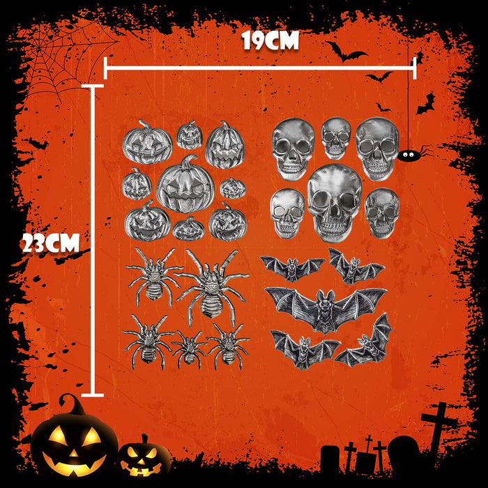 Halloween Wall Stickers Spiders-Bat-Skulls-Pumpkin | 4 Pack