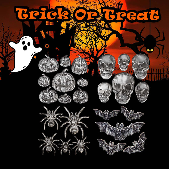 Halloween Wall Stickers Spiders-Bat-Skulls-Pumpkin | 4 Pack