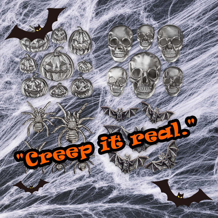 Halloween Wall Stickers Spiders-Bat-Skulls-Pumpkin | 4 Pack