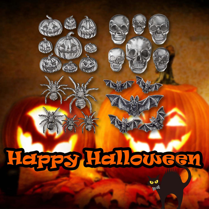 Halloween Wall Stickers Spiders-Bat-Skulls-Pumpkin | 4 Pack