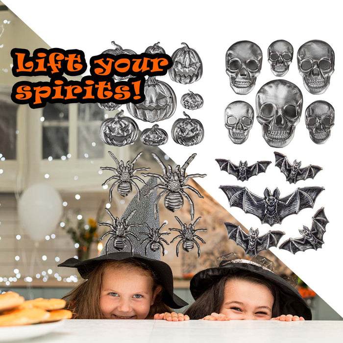 Halloween Wall Stickers Spiders-Bat-Skulls-Pumpkin | 4 Pack