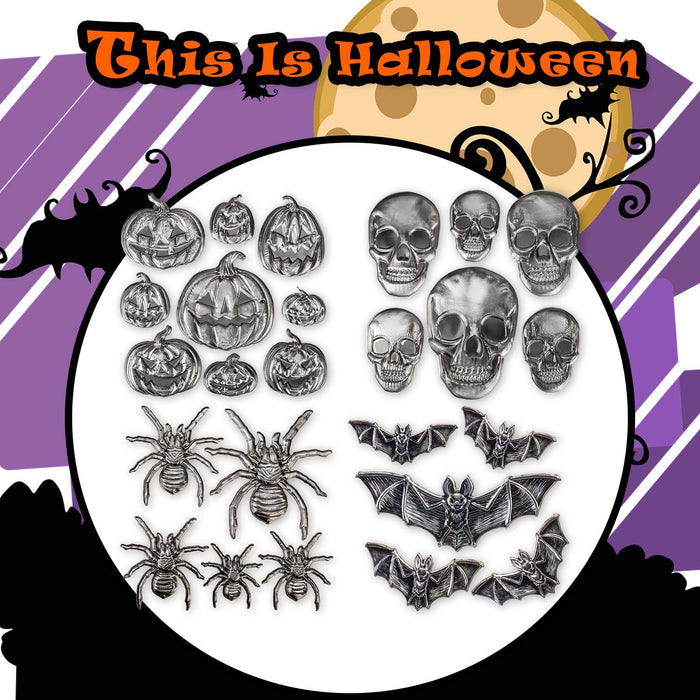 Halloween Wall Stickers Spiders-Bat-Skulls-Pumpkin | 4 Pack