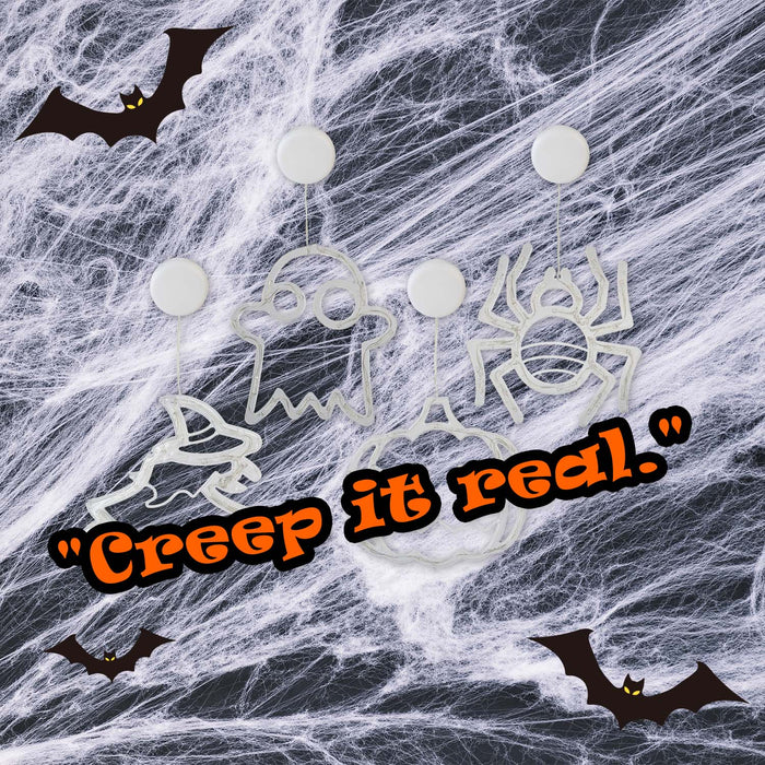 Halloween Window Light Pumpkin-Ghost-Spider-Witch | 4 Pack