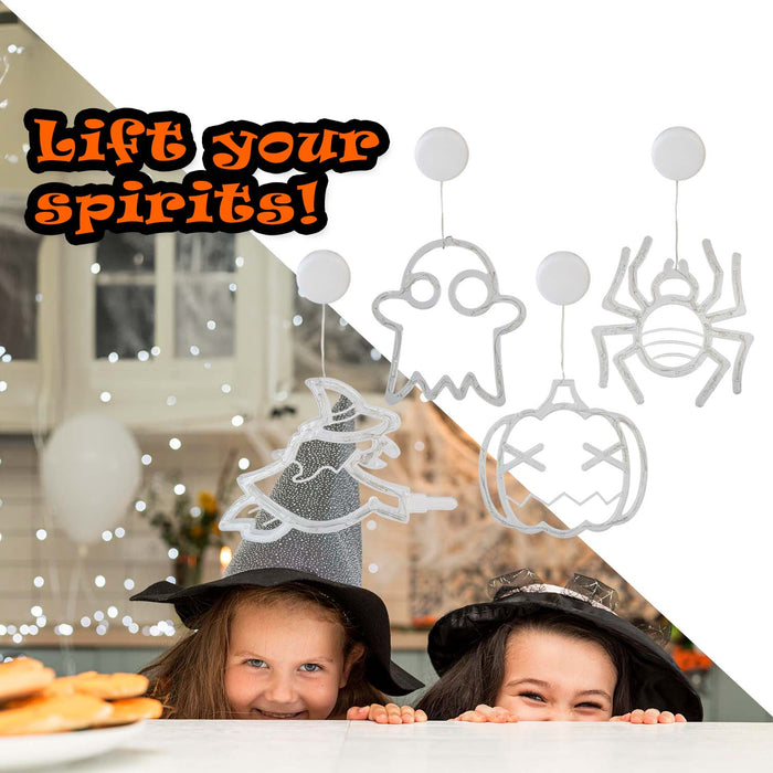 Halloween Window Light Pumpkin-Ghost-Spider-Witch | 4 Pack