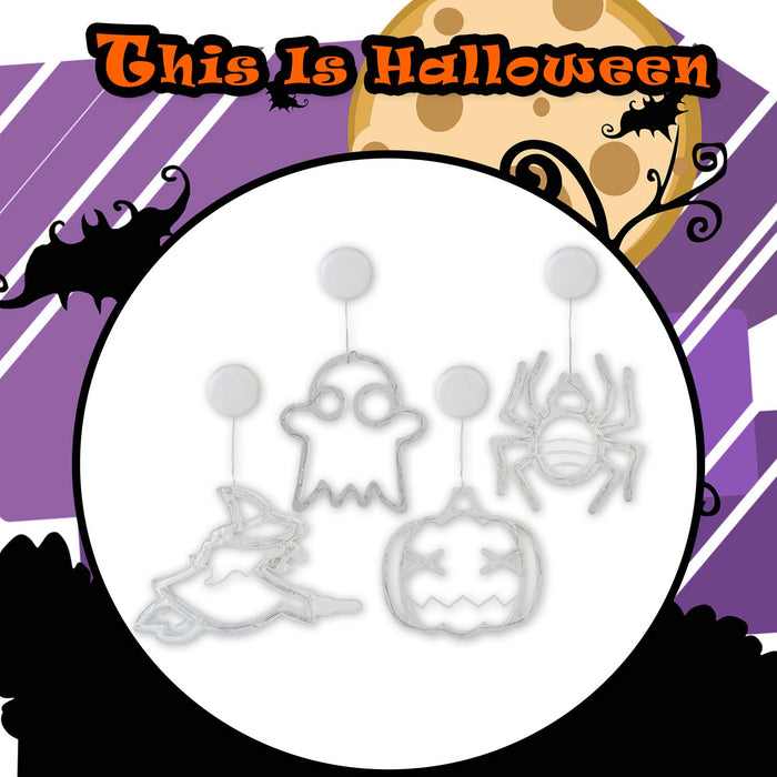 Halloween Window Light Pumpkin-Ghost-Spider-Witch | 4 Pack