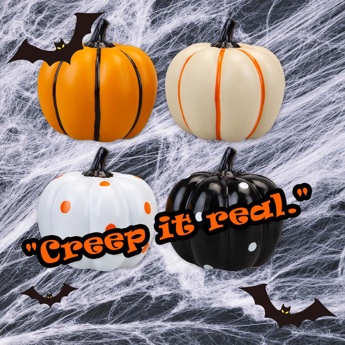 Halloween Polyresin Pumpkin | Party Decoration | Pack of 4 | 4 Pack