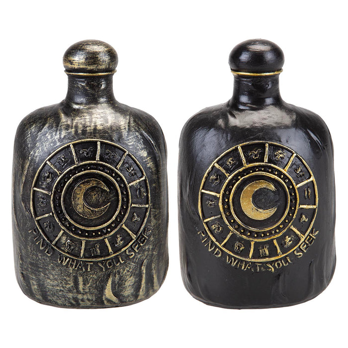 Halloween Potion Bottle | Decoration | Brushed Gold-Black | 2 Pack