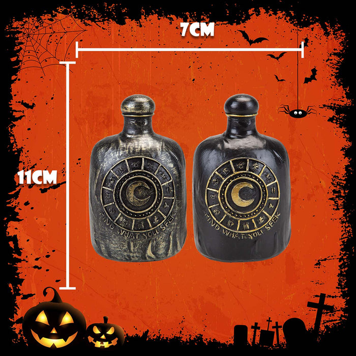Halloween Potion Bottle | Decoration | Brushed Gold-Black | 2 Pack
