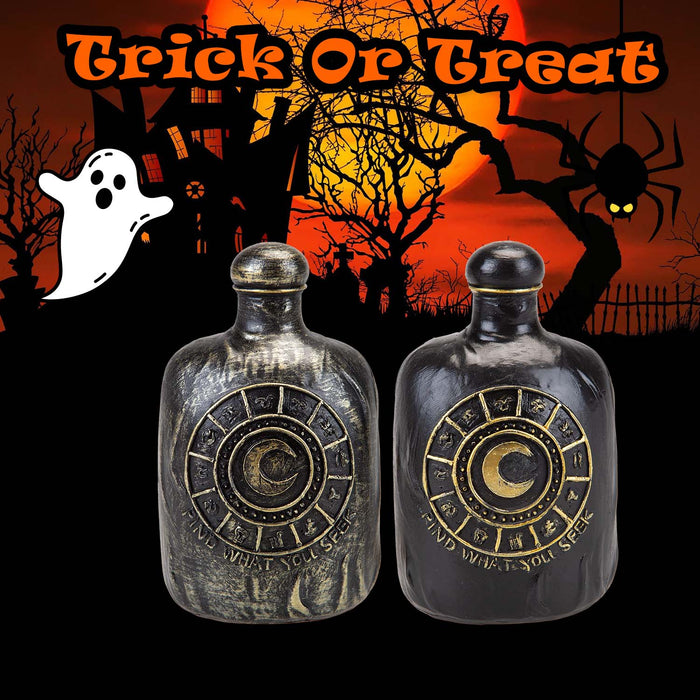 Halloween Potion Bottle | Decoration | Brushed Gold-Black | 2 Pack