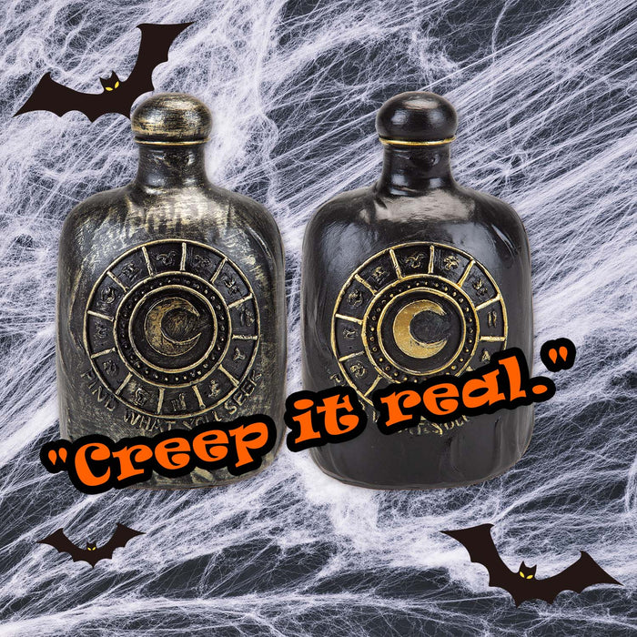 Halloween Potion Bottle | Decoration | Brushed Gold-Black | 2 Pack