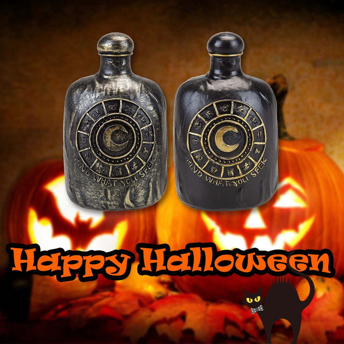 Halloween Potion Bottle | Decoration | Brushed Gold-Black | 2 Pack