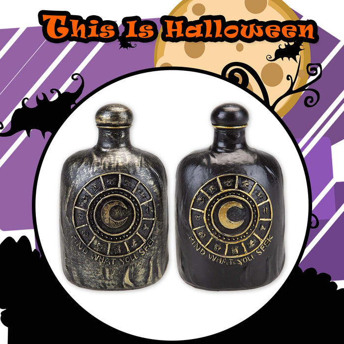 Halloween Potion Bottle | Decoration | Brushed Gold-Black | 2 Pack