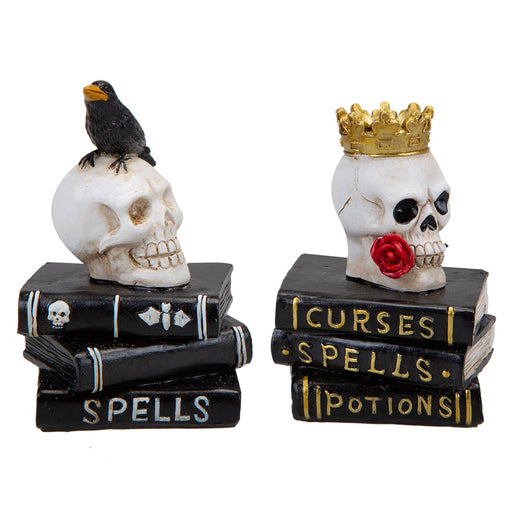 Halloween Skull On Books | Party Decoration | Crow-Crown | 2 Pack