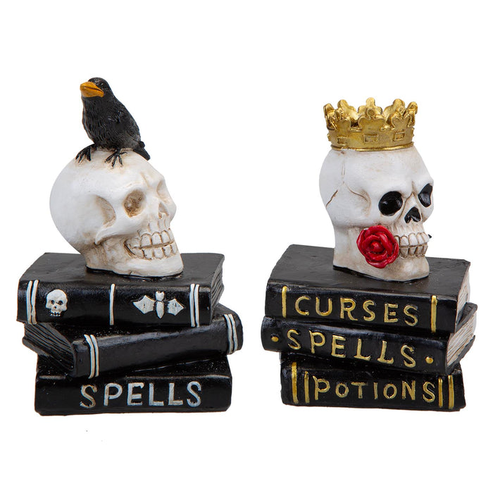 Halloween Skull On Books | Party Decoration | Crow-Crown | 2 Pack