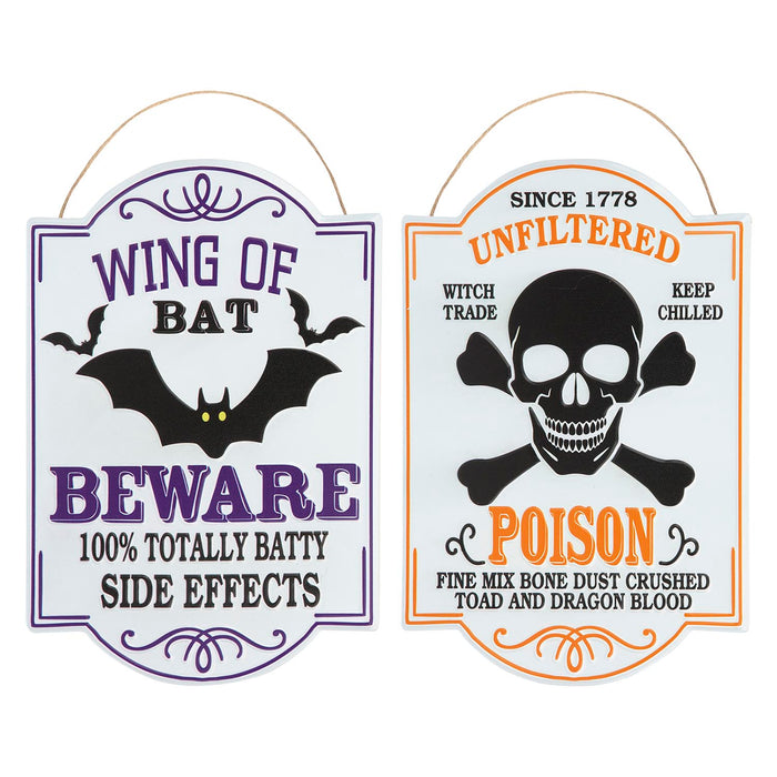 Halloween Metal Poison & Beware Signs Beware-Poison | 2 Pack
