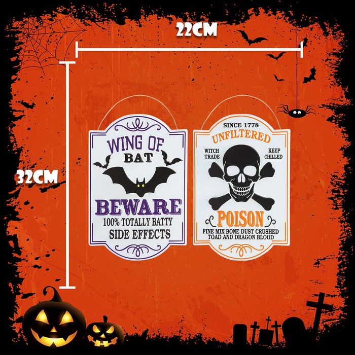 Halloween Metal Poison & Beware Signs Beware-Poison | 2 Pack