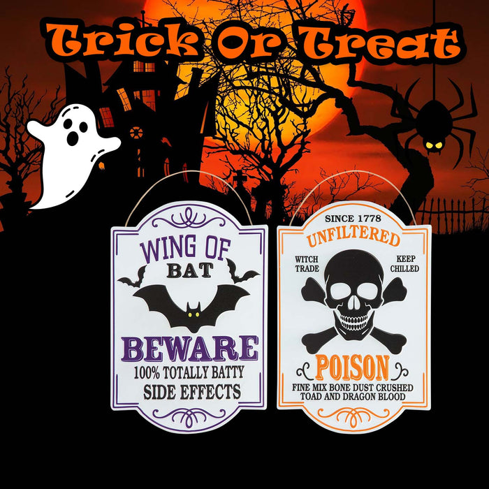 Halloween Metal Poison & Beware Signs Beware-Poison | 2 Pack