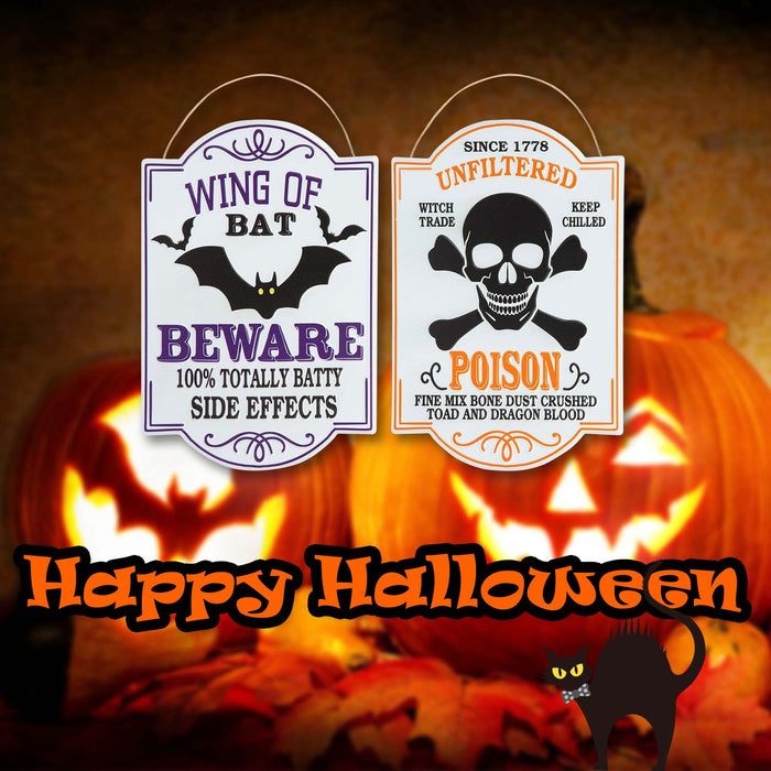 Halloween Metal Poison & Beware Signs Beware-Poison | 2 Pack