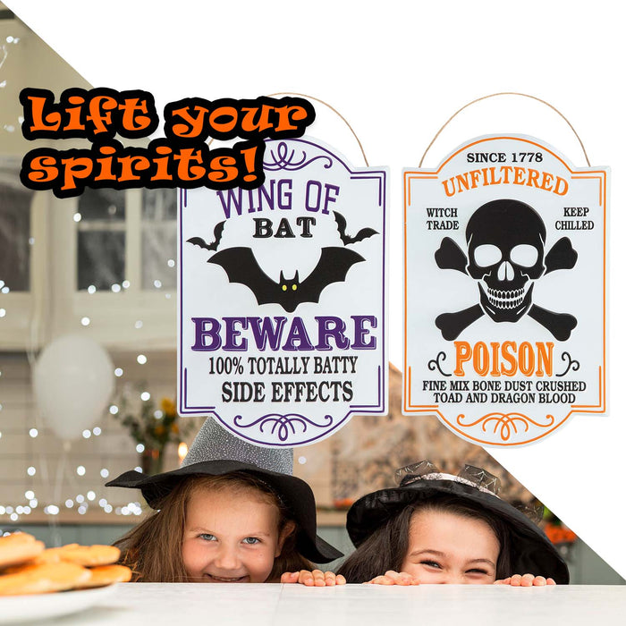 Halloween Metal Poison & Beware Signs Beware-Poison | 2 Pack