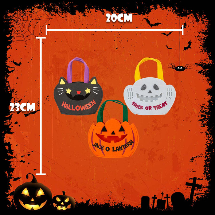 Halloween Trick Or Treat Candy Bag Pumpkin-Ghost-Cat | 3 Pack