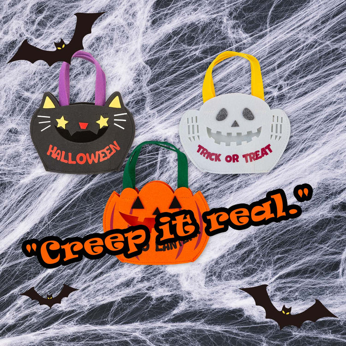 Halloween Trick Or Treat Candy Bag Pumpkin-Ghost-Cat | 3 Pack