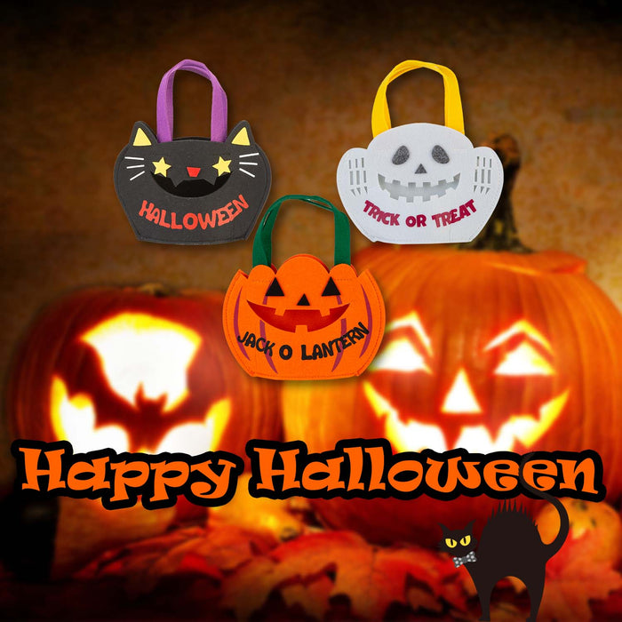 Halloween Trick Or Treat Candy Bag Pumpkin-Ghost-Cat | 3 Pack