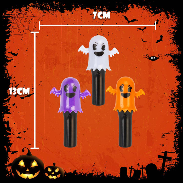 Halloween Spinning LED Ghost Wand Purple-White-Orange | 3 Pack