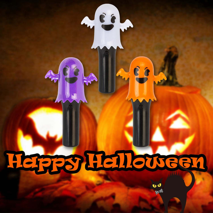Halloween Spinning LED Ghost Wand Purple-White-Orange | 3 Pack
