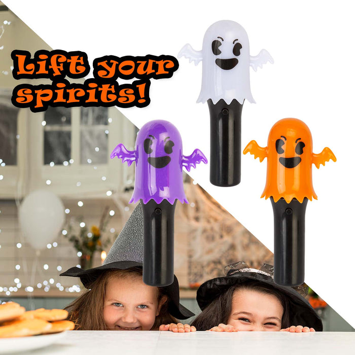 Halloween Spinning LED Ghost Wand Purple-White-Orange | 3 Pack
