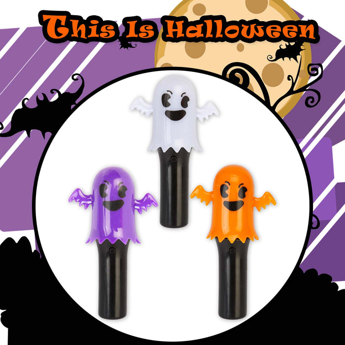 Halloween Spinning LED Ghost Wand Purple-White-Orange | 3 Pack